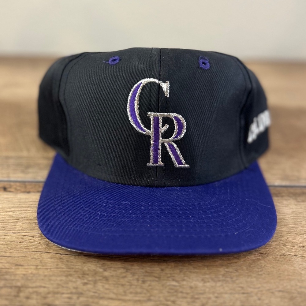 Colorado Rockies MLB Snapback Hat Black Purple Competitor Vintage Style Cap OSFA